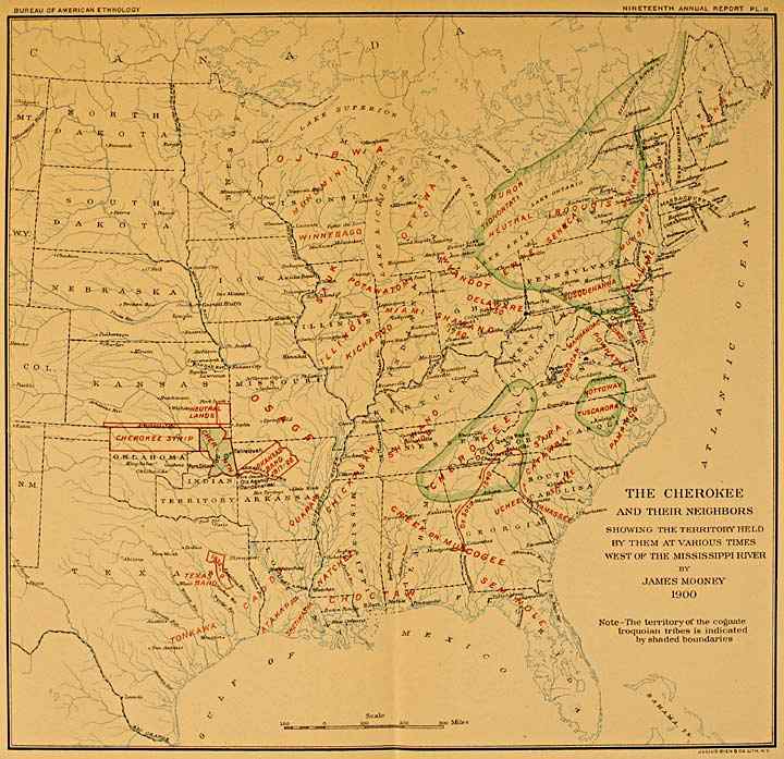 Map showing the Cherokee and their neighbors in 1900