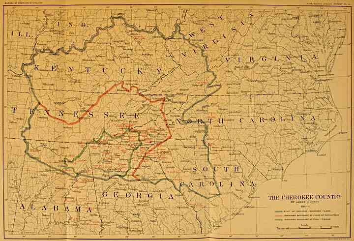 Map showing the Cherokee country in 1900.